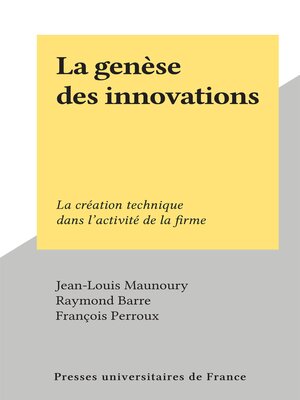 cover image of La genèse des innovations